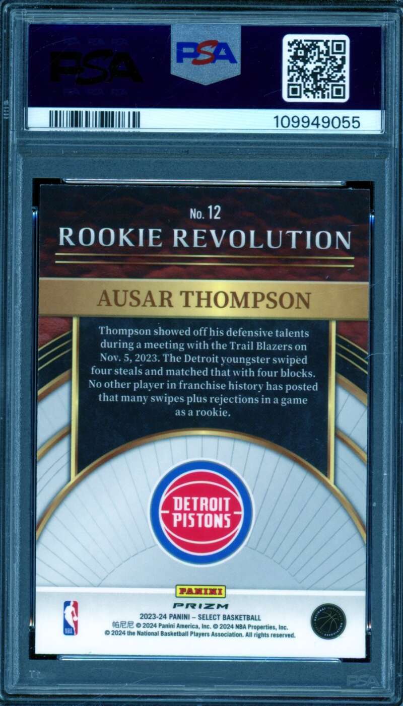 Ausar Thompson Rookie Card 2023-24 Select RK Revolution Silver Prizm #12 PSA 9 Image 2