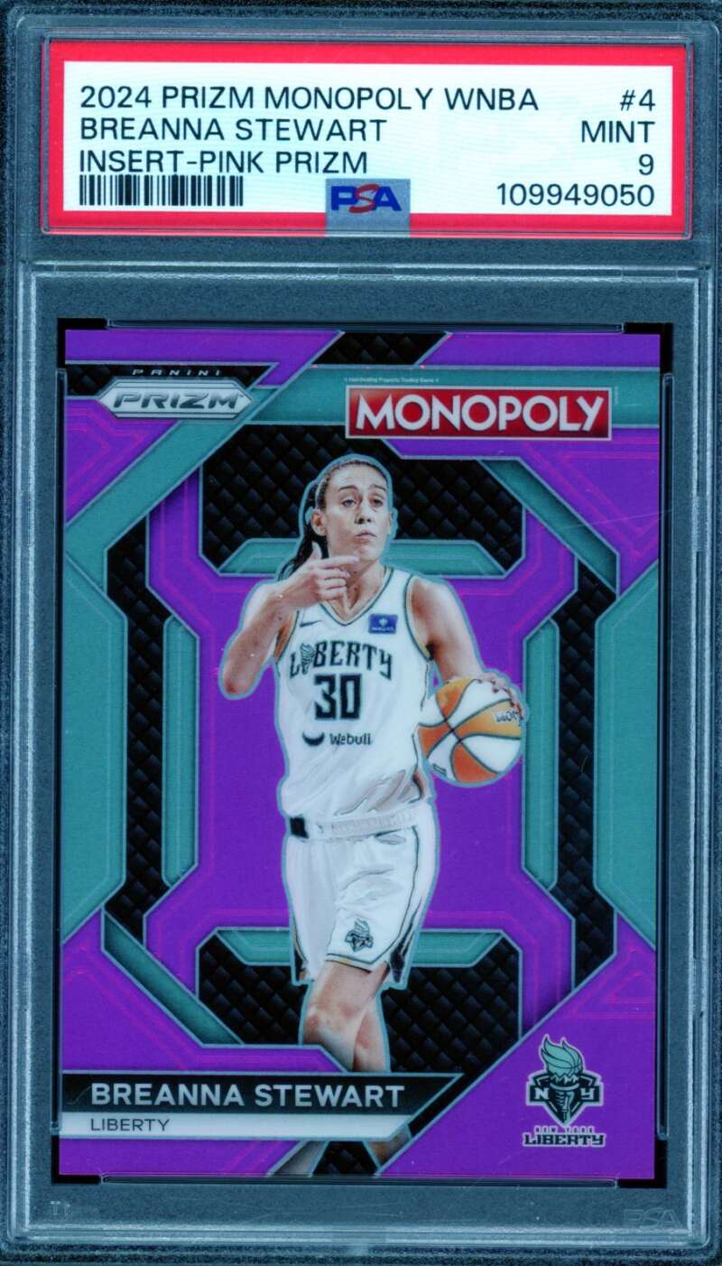 Breanna Stewart 2024 Prizm Monopoly WNBA Insert Pink Prizm (pop 1) #4 PSA 9 Image 1
