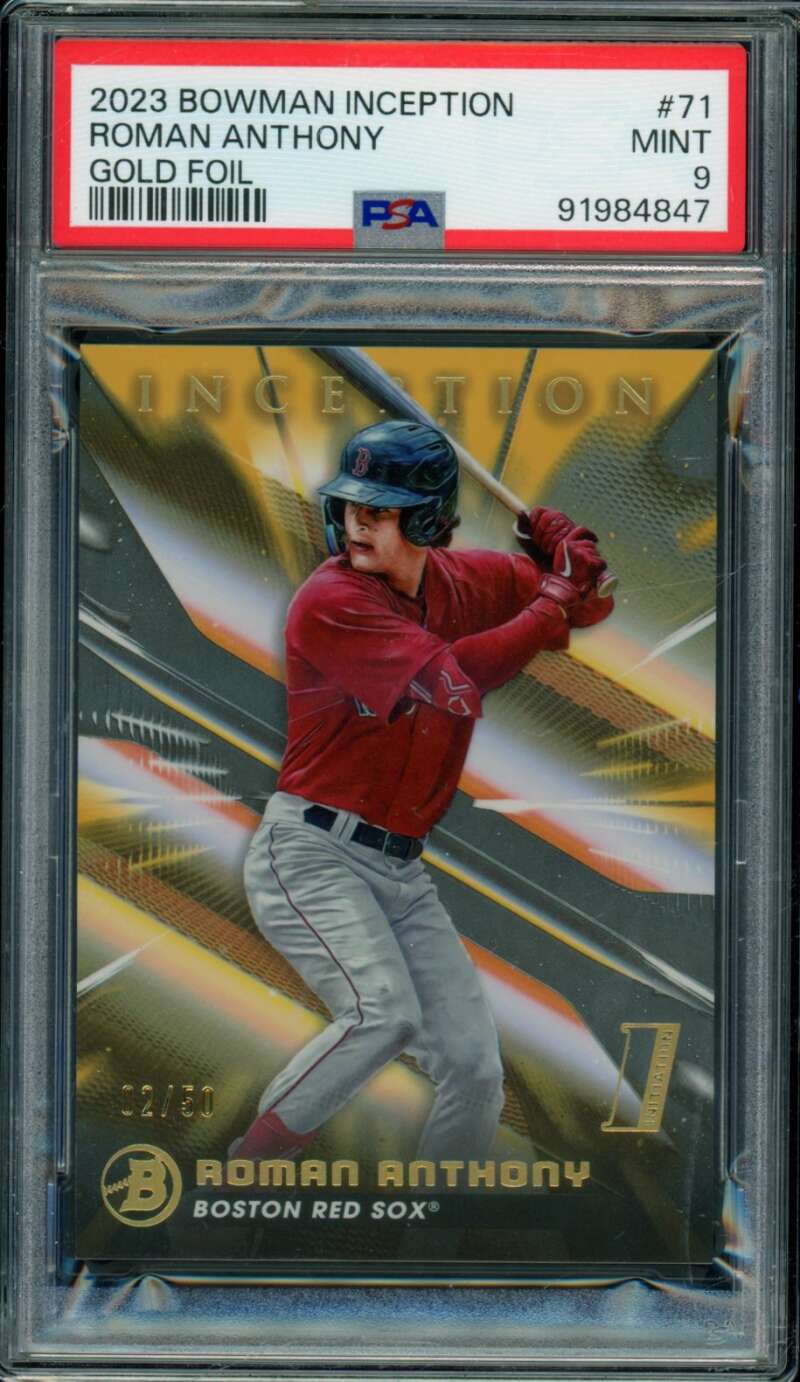 Roman Anthony Rookie Card 2023 Bowman Inception Gold Foil (pop 3) #71 PSA 9 Image 1