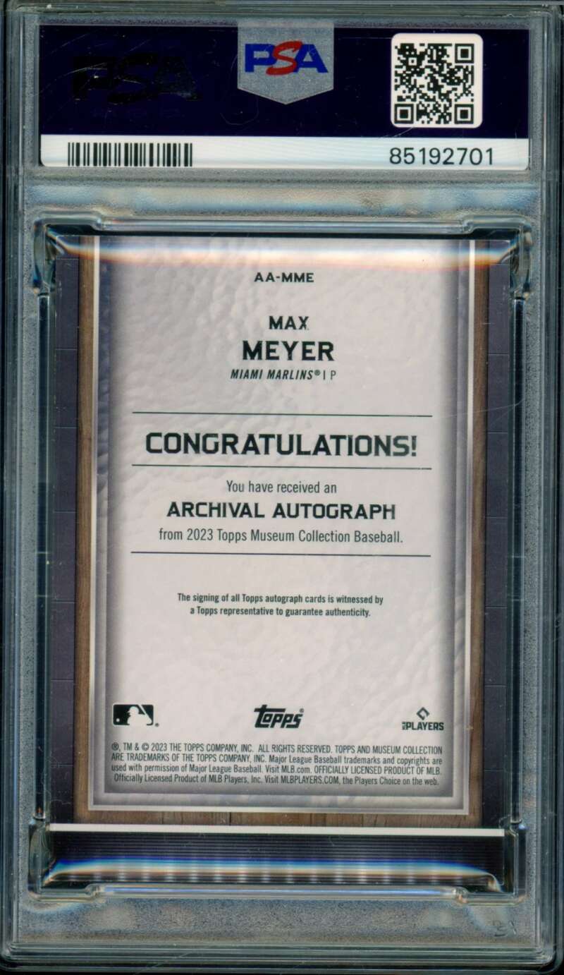 Max Meyer Card 2023 Museum Collection Archival Autograph #Aamme PSA 8 Image 2