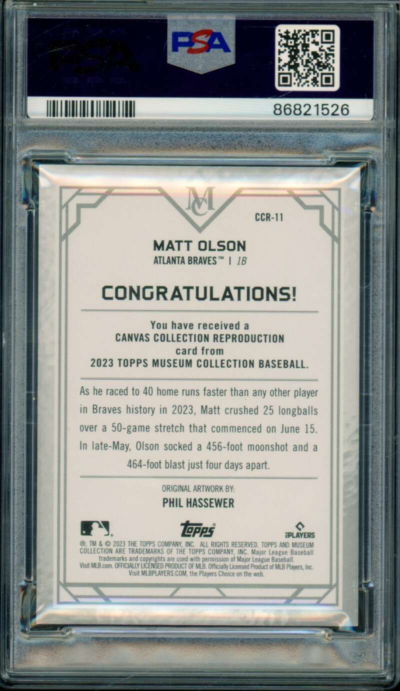 Matt Olson 2023 Museum Collection Canvas Collection Reprint (pop 2) #11 PSA 10 Image 2