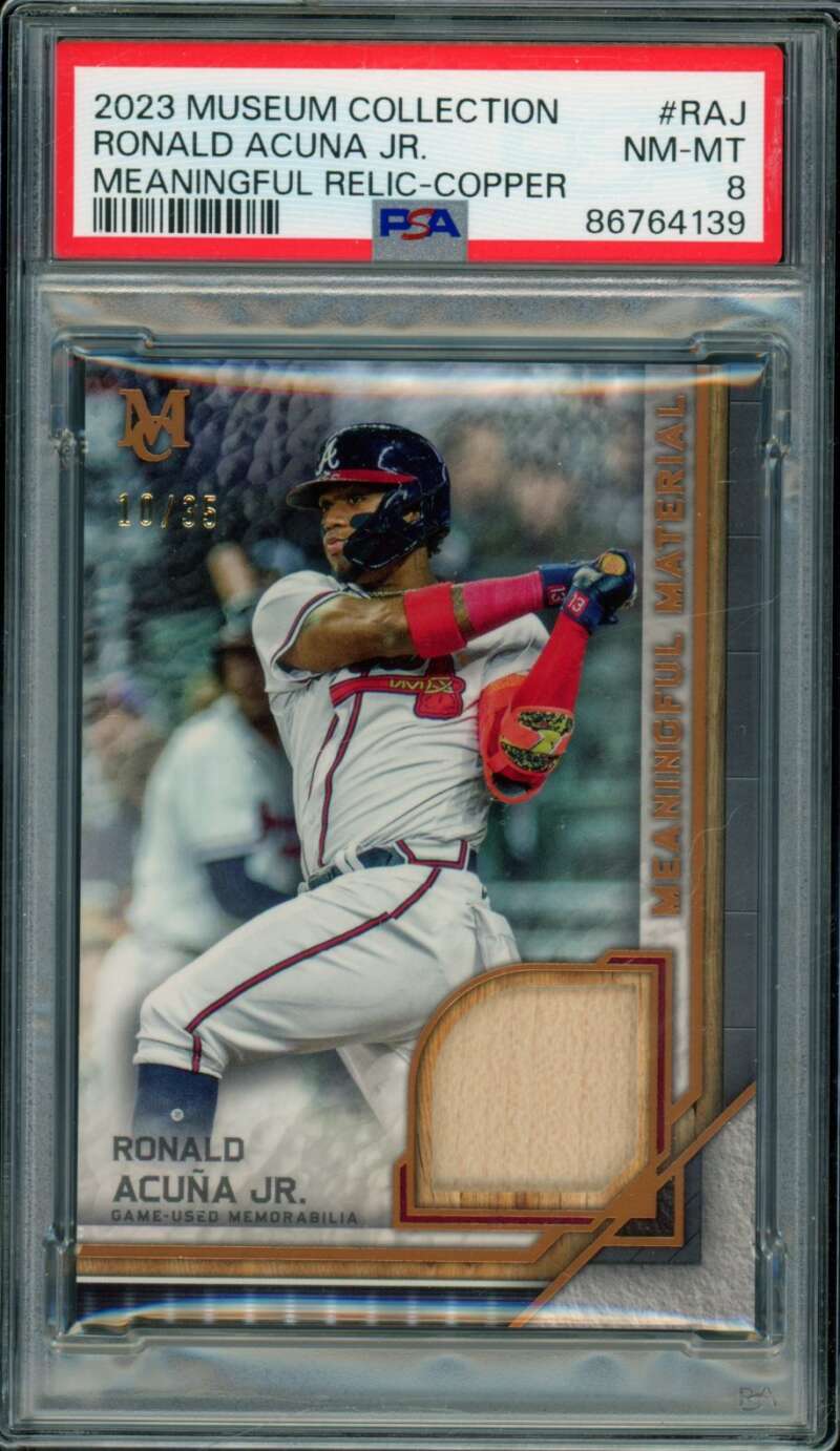 Ronald Acuna 2023 Museum Collection Meaningful Relic Copper (10/35) #RAJ PSA 8 Image 1