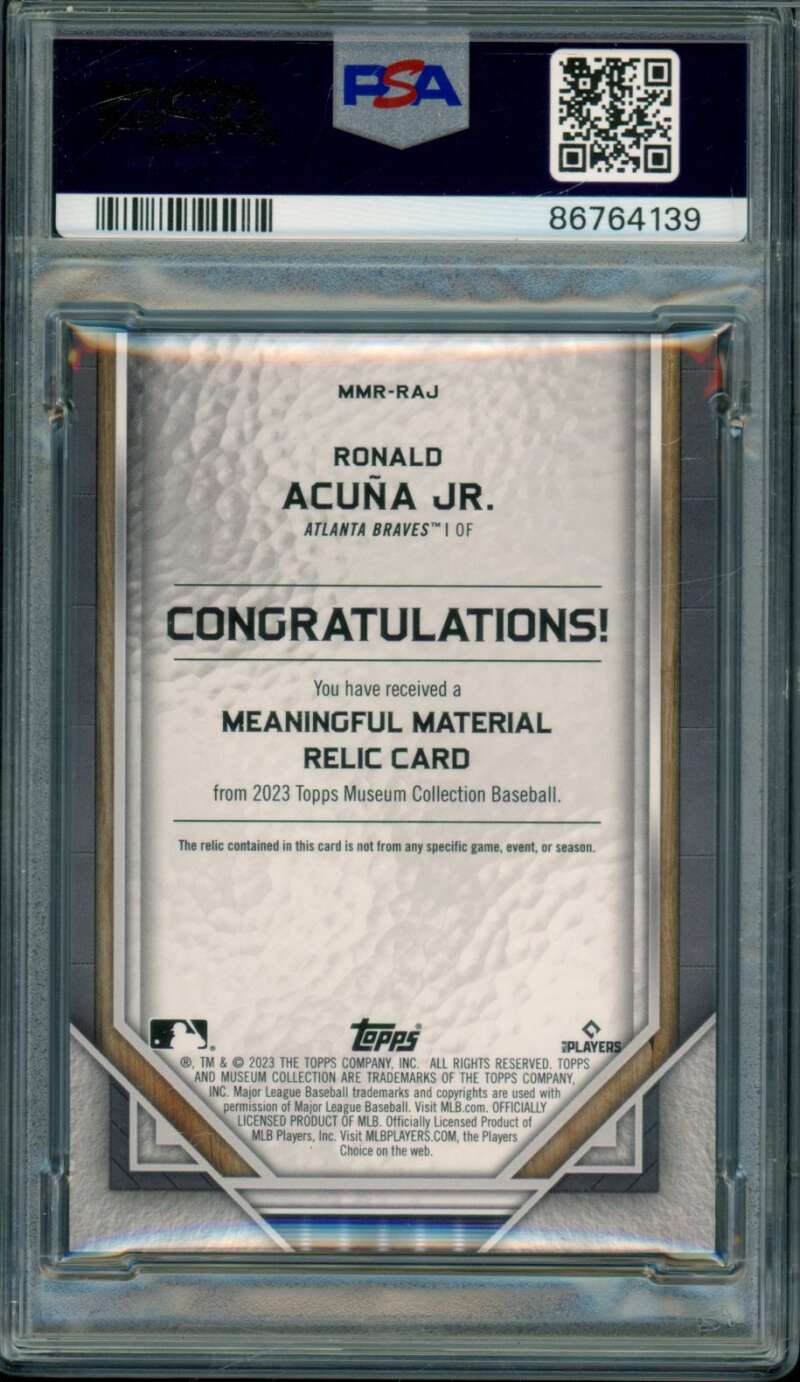 Ronald Acuna 2023 Museum Collection Meaningful Relic Copper (10/35) #RAJ PSA 8 Image 2