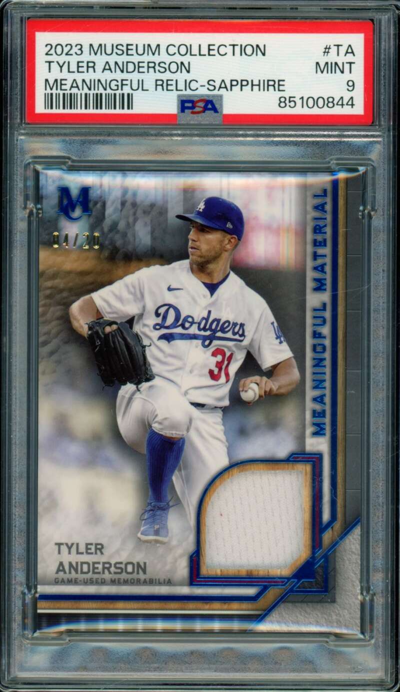 Tyler Anderson 2023 Museum Collection Meaningful Relic Sapphire (4/20) #TA PSA 9 Image 1