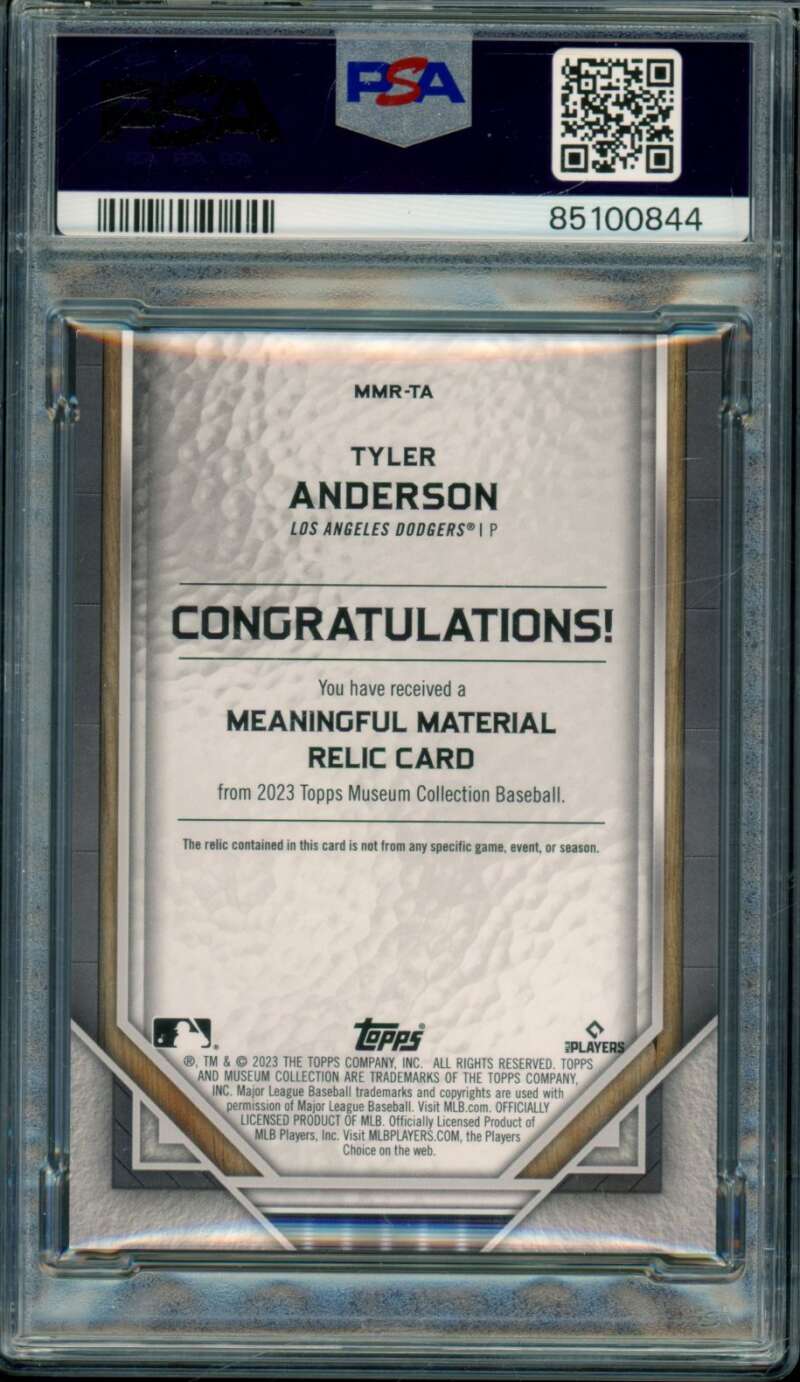 Tyler Anderson 2023 Museum Collection Meaningful Relic Sapphire (4/20) #TA PSA 9 Image 2