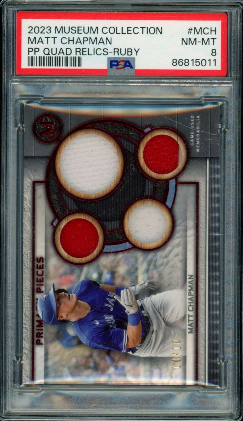 Matt Chapman 2023 Museum Collection PP Quad Relics Ruby (10/10) #MCH PSA 8 Image 1