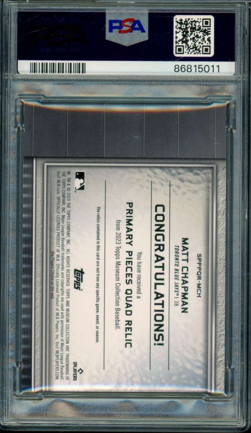 Matt Chapman 2023 Museum Collection PP Quad Relics Ruby (10/10) #MCH PSA 8 Image 2