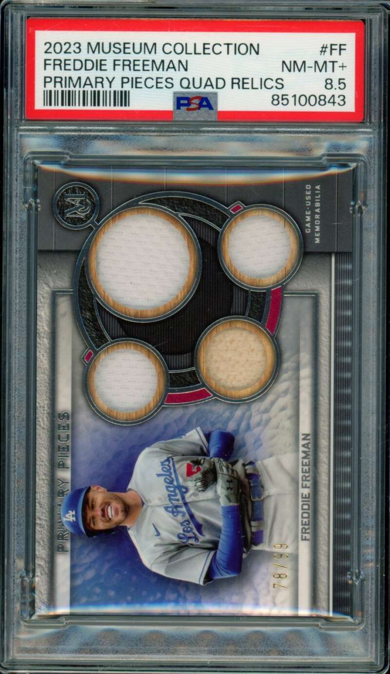 Freddie Freeman Card 2023 Museum Collection Primary Quad Relics #FF PSA 8.5 Image 1