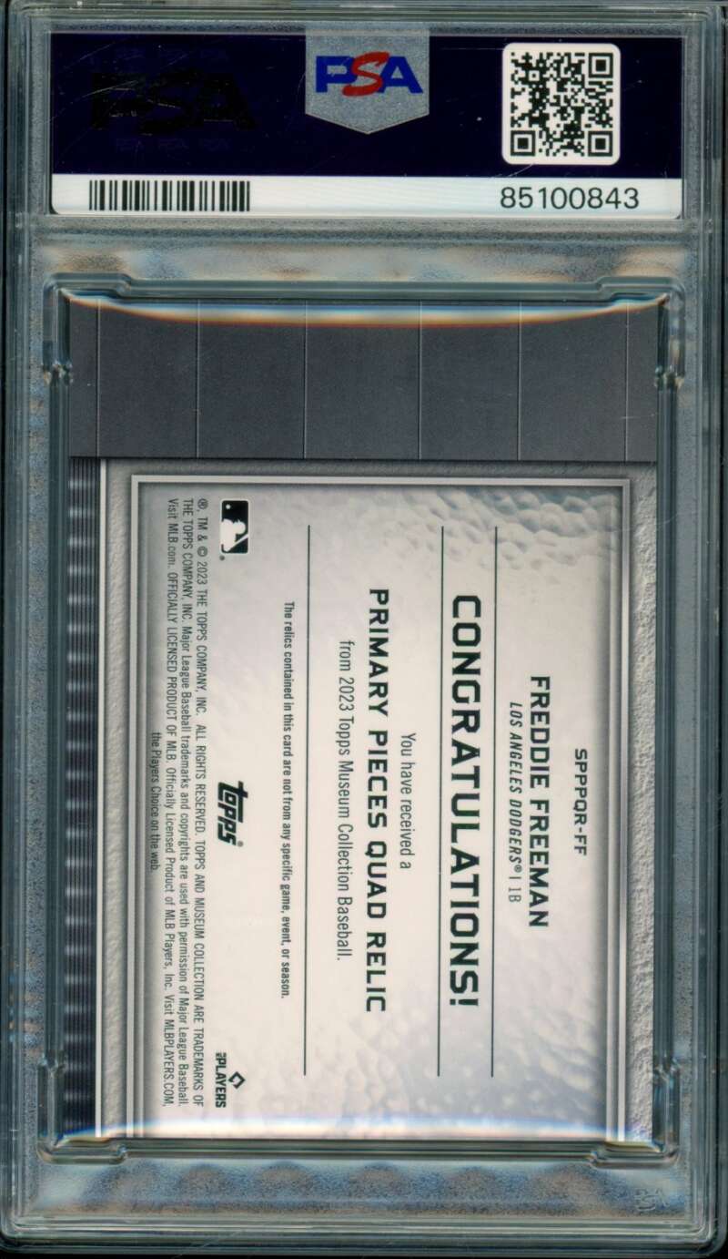 Freddie Freeman Card 2023 Museum Collection Primary Quad Relics #FF PSA 8.5 Image 2