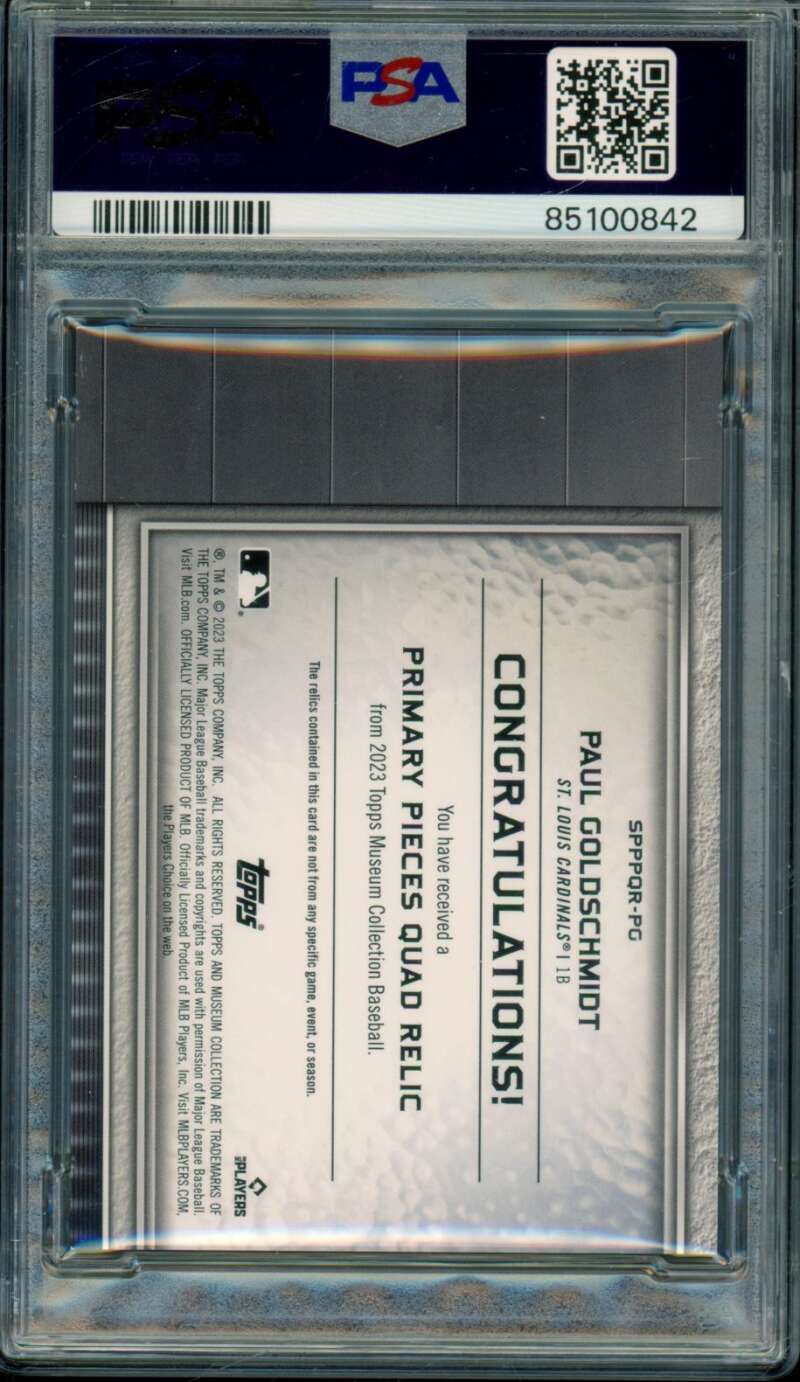 Paul Goldschmidt Card 2023 Museum Collection Primary Quad Relics #PG PSA 8.5 Image 2