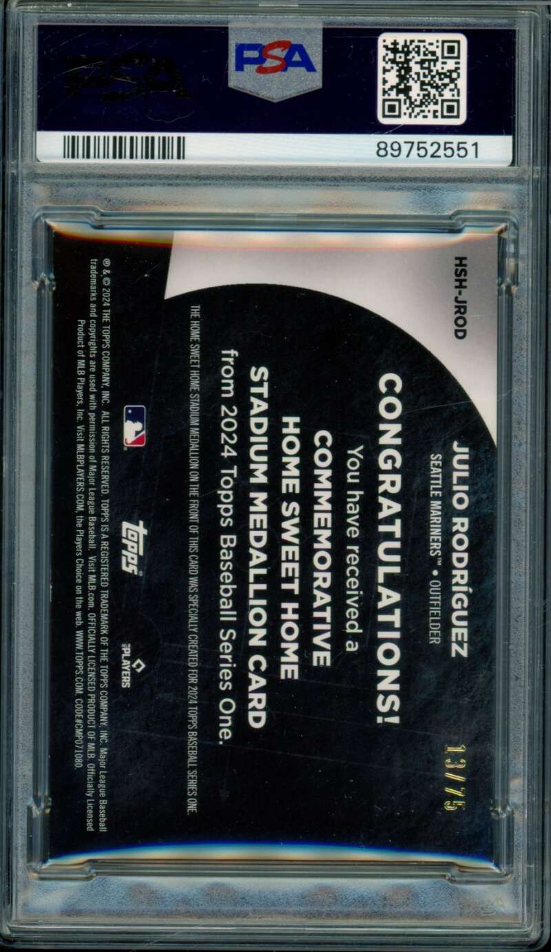 Julio Rodriguez 2024 Topps Home Sweet Comm Medal Gold (pop 1) #HSHJROD PSA 8 Image 2