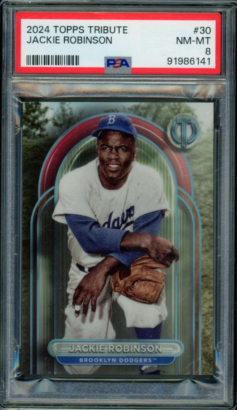 Jackie Robinson Card 2024 Topps Tribute #30 PSA 8 Image 1