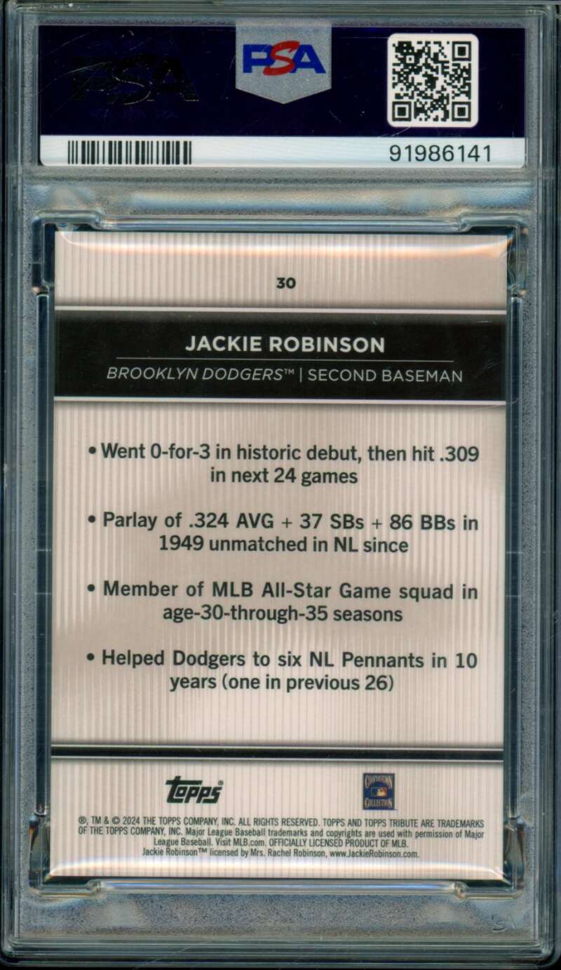Jackie Robinson Card 2024 Topps Tribute #30 PSA 8 Image 2