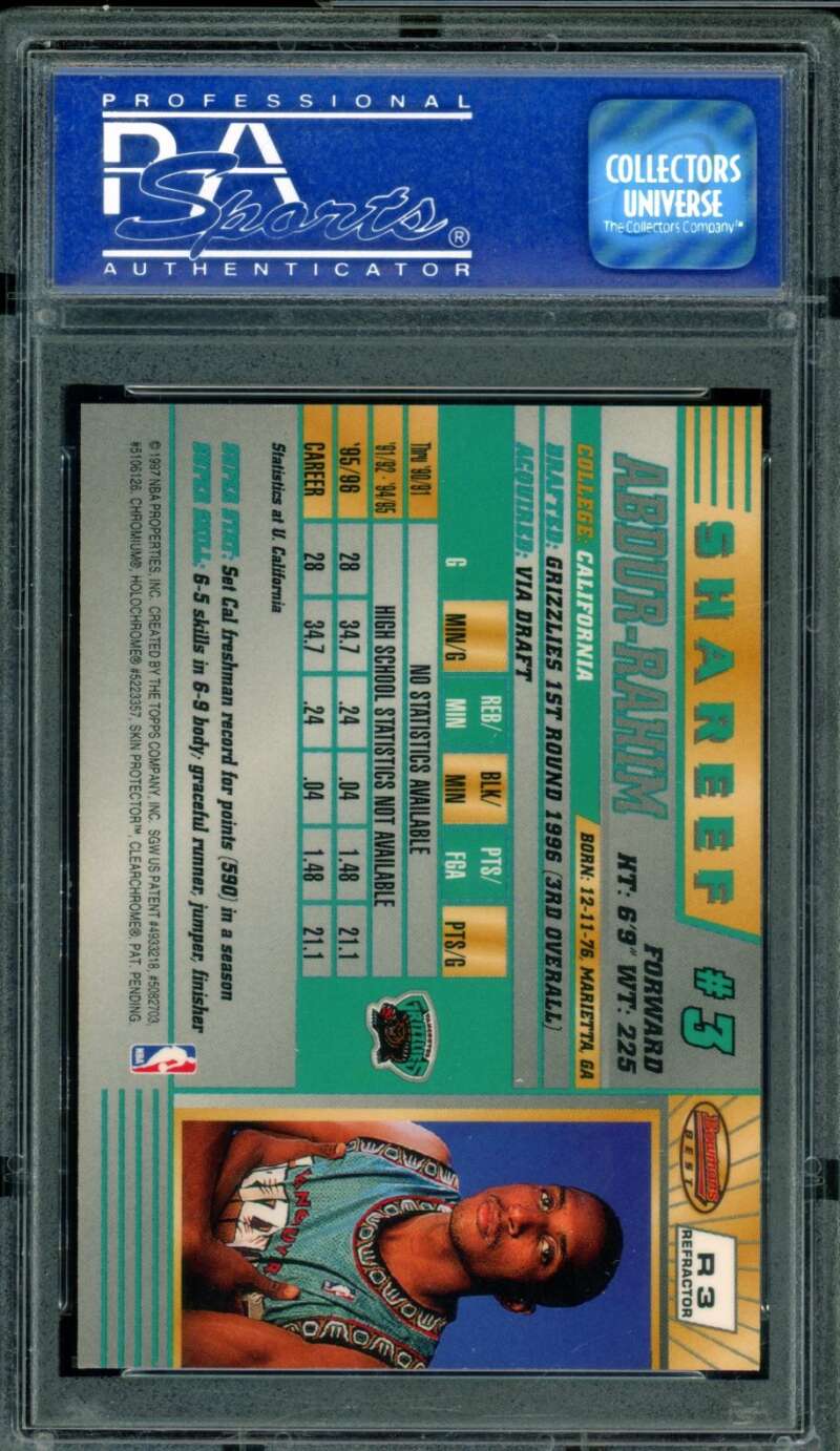 Shareef Abdur-Rahim Rookie Card 1996-97 Bowman's Best Refractor #R3 PSA 9 Image 2