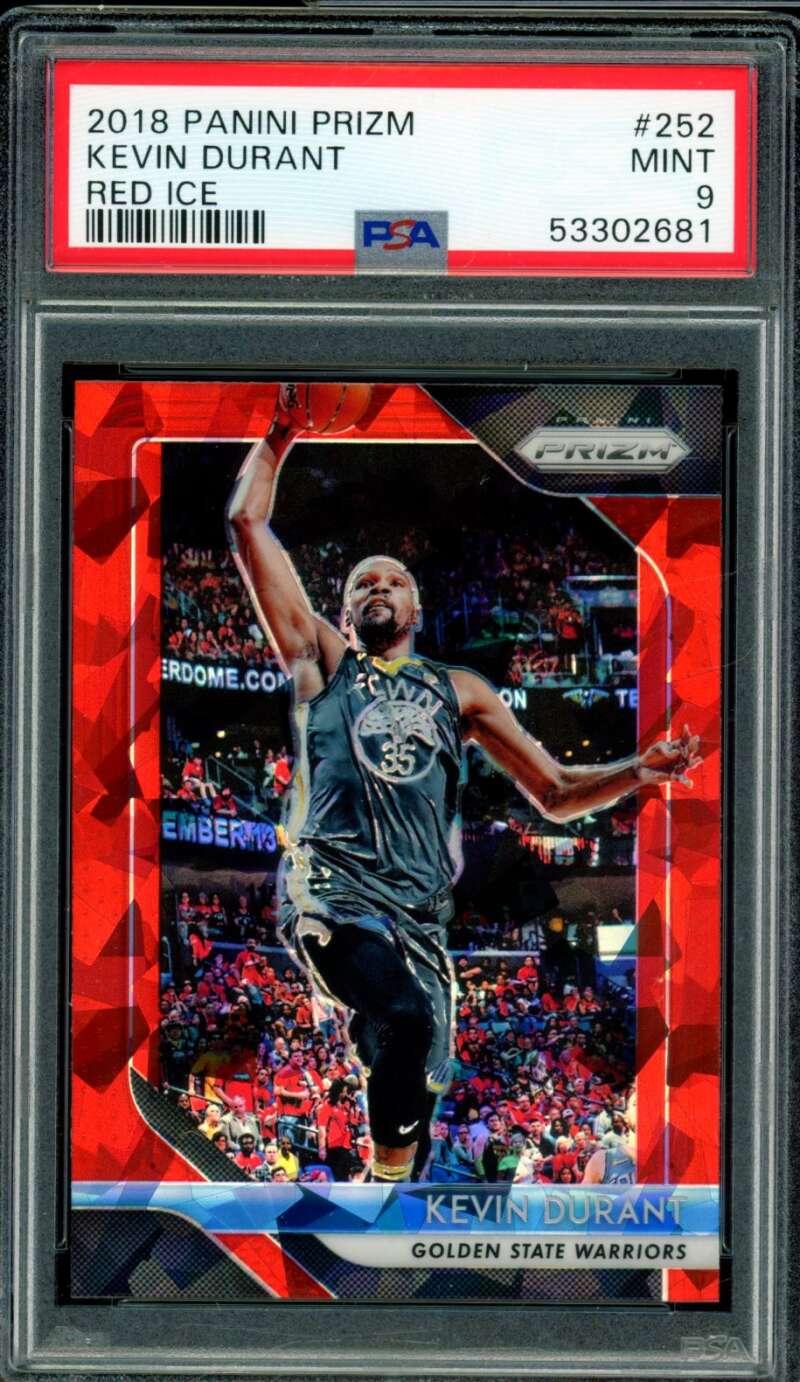 Kevin Durant Card 2018-19 Panini Prizm Red Ice #252 PSA 9 Image 1
