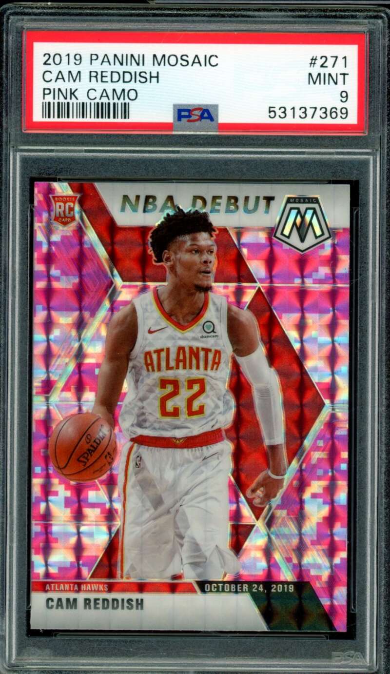 Cam Reddish Rookie Card 2019-20 Panini Mosaic Pink Camo #271 PSA 9 Image 1