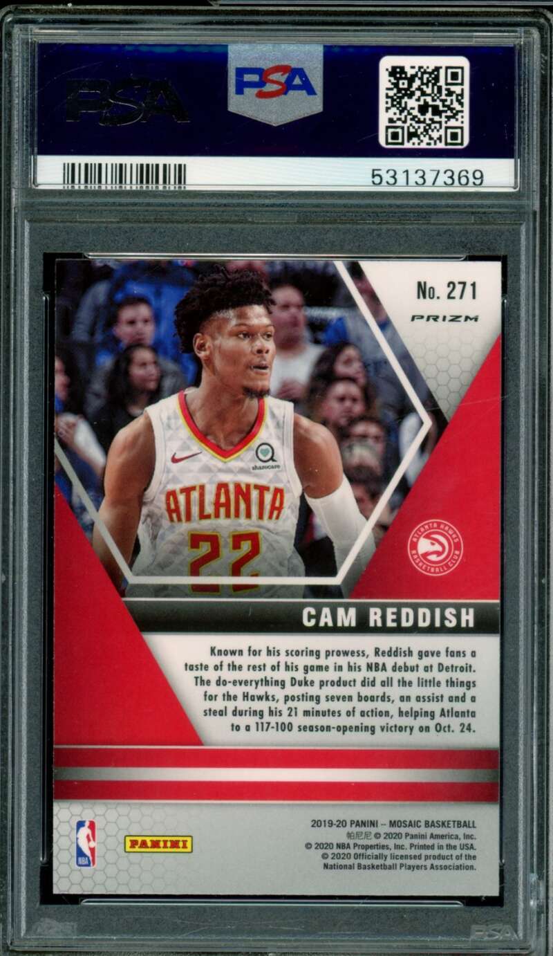 Cam Reddish Rookie Card 2019-20 Panini Mosaic Pink Camo #271 PSA 9 Image 2