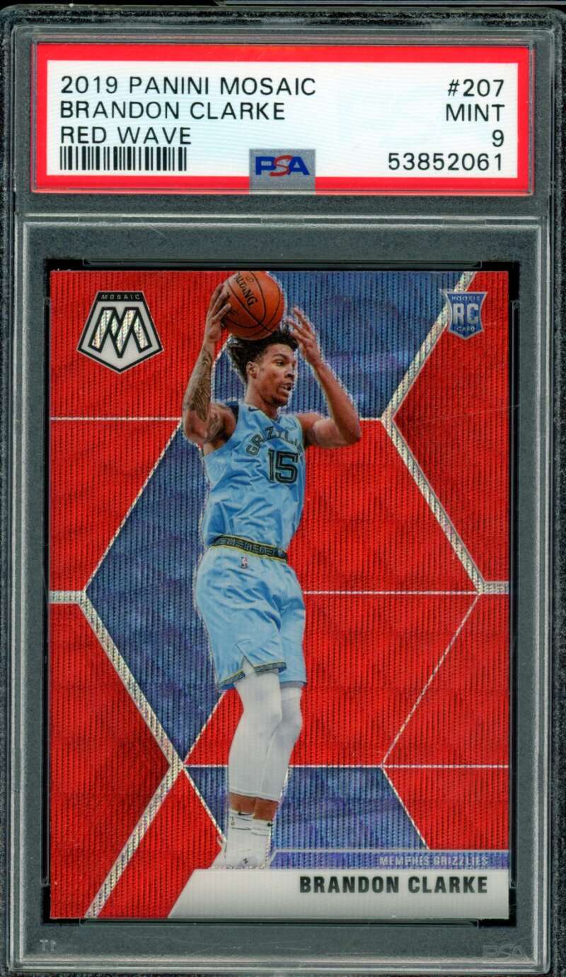 Brandon Clarke Rookie Card 2019-20 Panini Mosaic Red Wave #207 PSA 9 Image 1