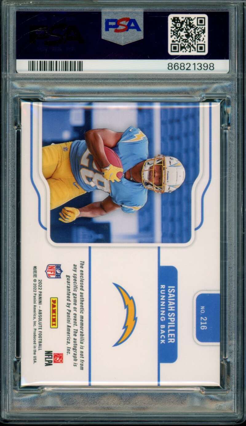 Isaiah Spiller Rookie 2022 Absolute Material Autograph Five (pop 1) #216 PSA 10 Image 2
