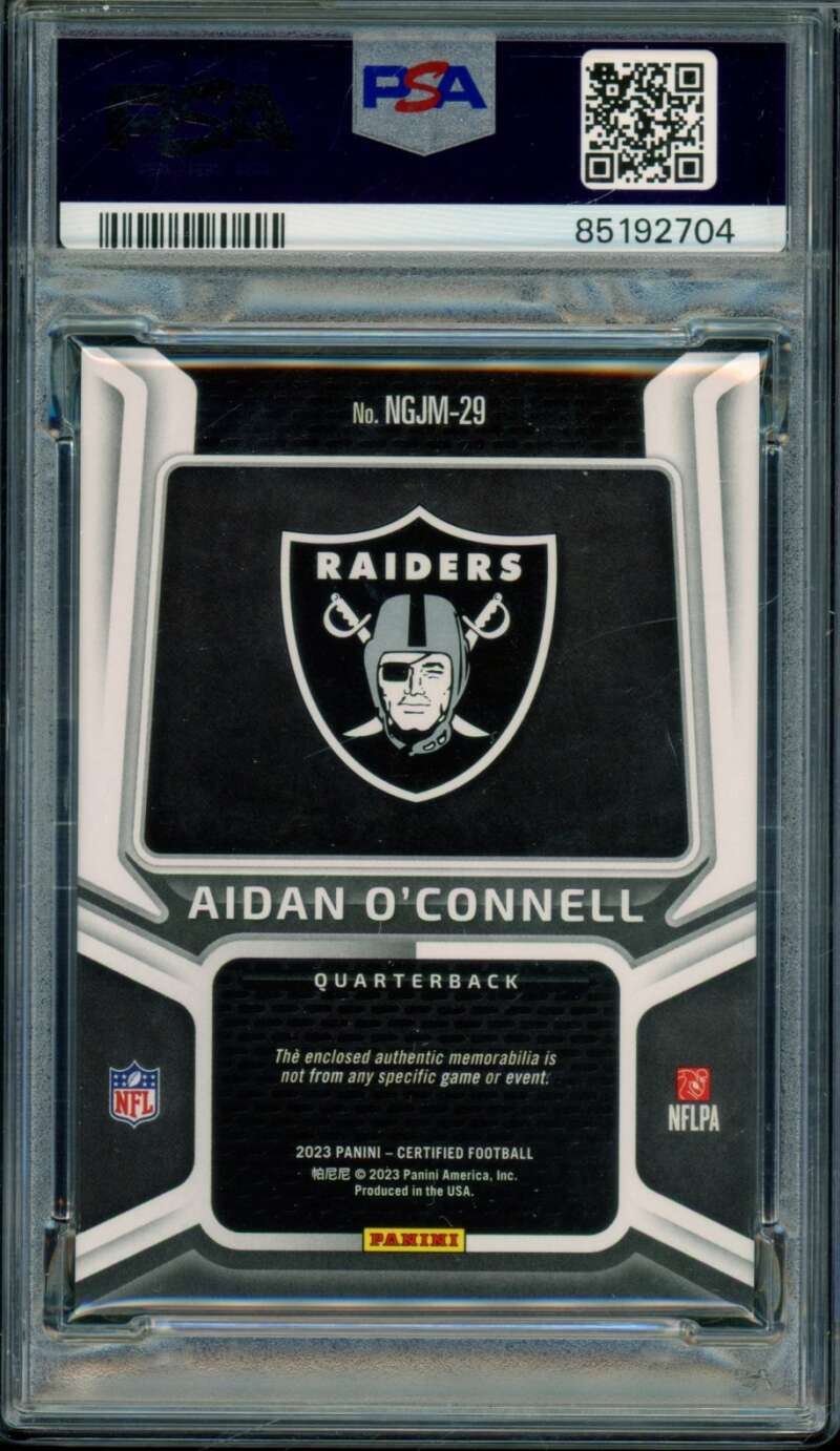 Aidan O'Connell Rookie 2023 Certified New Gen Jersey Mirror Teal #NGJM29 PSA 8 Image 2