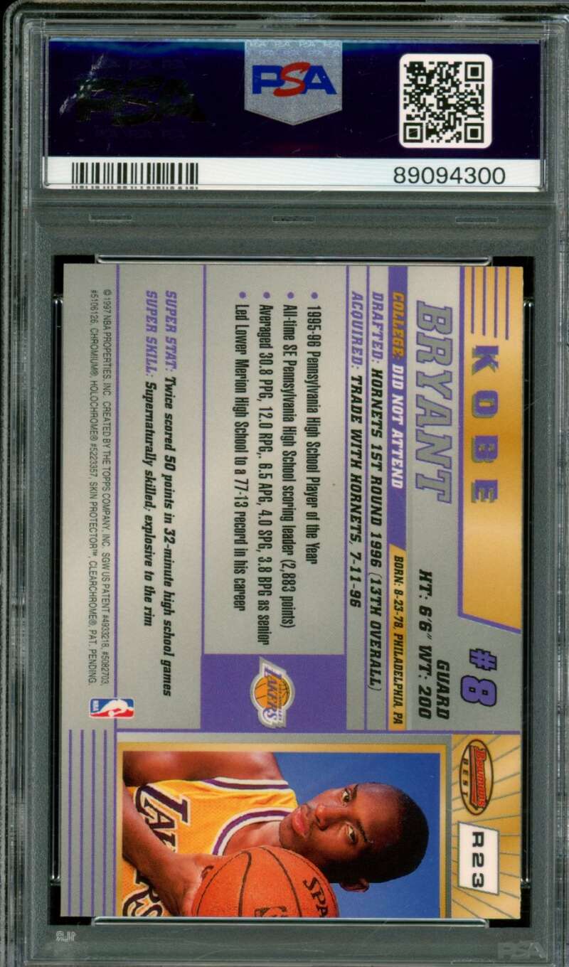 Kobe Bryant Rookie Card 1996-97 Bowman's Best #R23 PSA 9 Image 2
