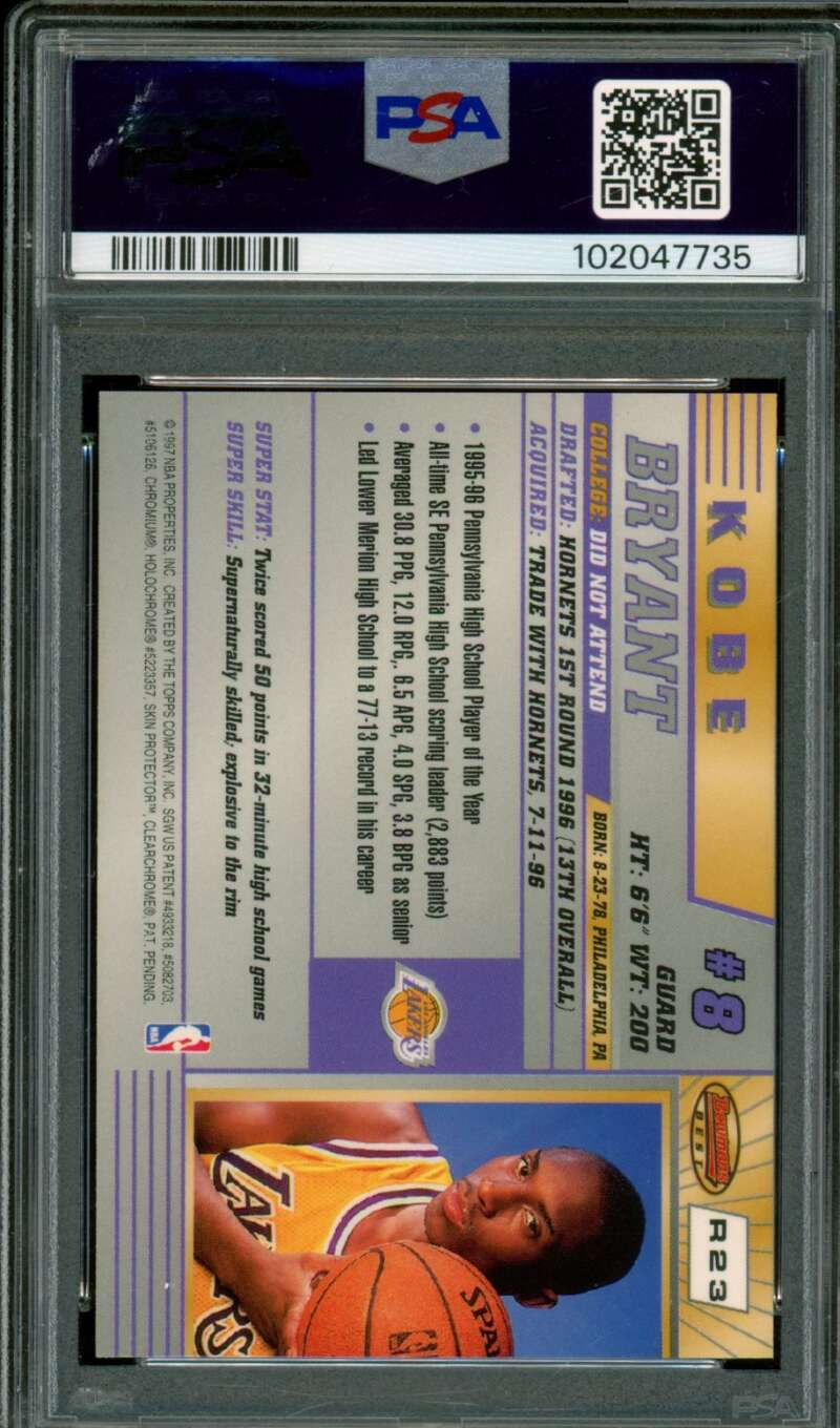 Kobe Bryant Rookie Card 1996-97 Bowman's Best #R23 PSA 9 Image 2