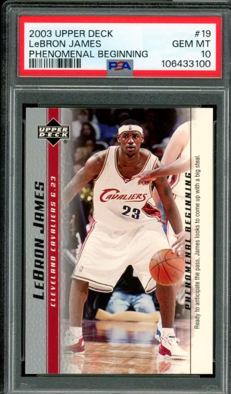 LeBron James Rookie Card 2003-04 Upper Deck Phenomenal Beginning #19 PSA 10 Image 1
