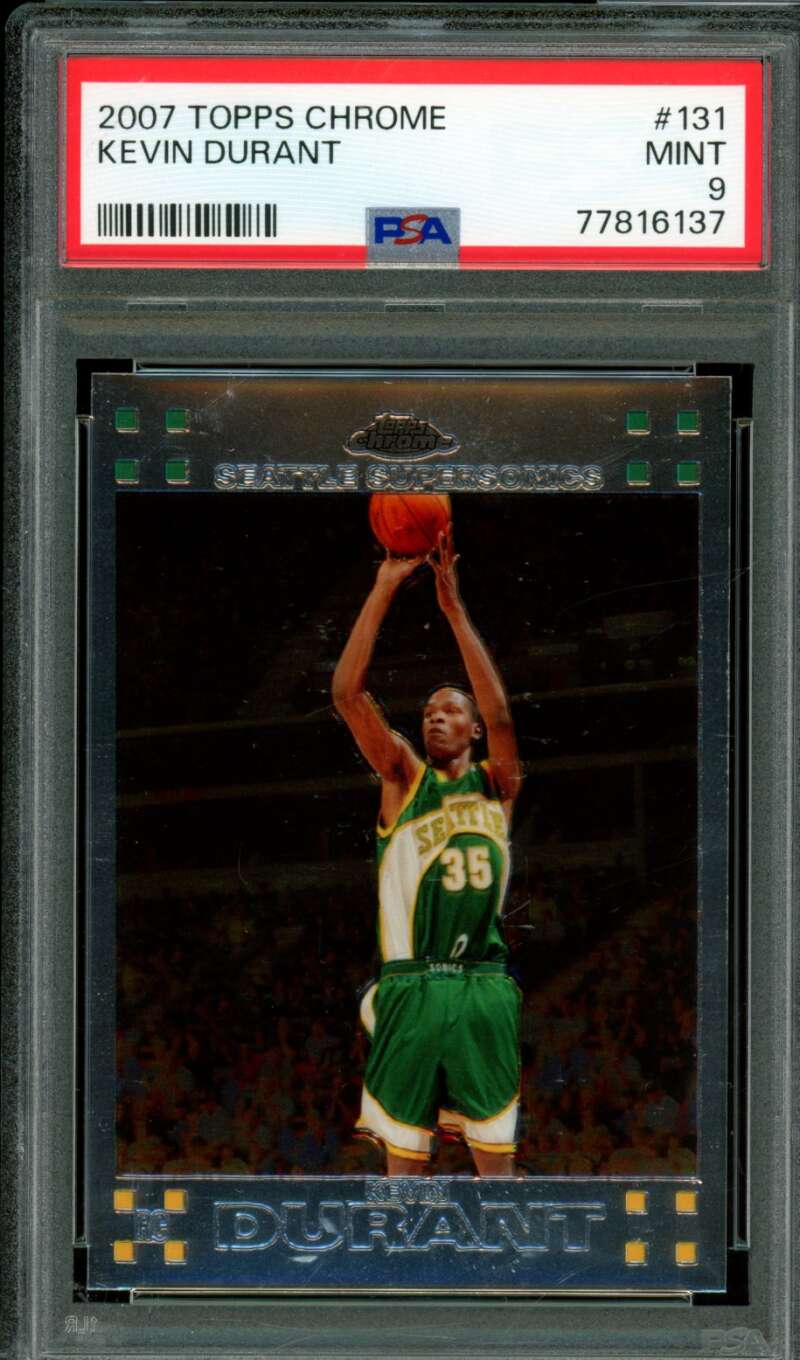 Kevin Durant Rookie Card 2007-08 Topps Chrome #131 PSA 9 Image 1