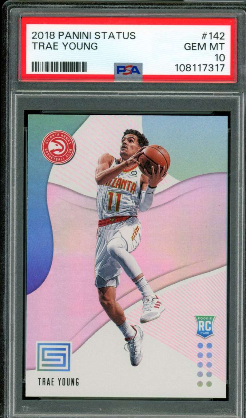 Trae Young Rookie Card 2018-19 Panini Status #142 PSA 10 Image 1