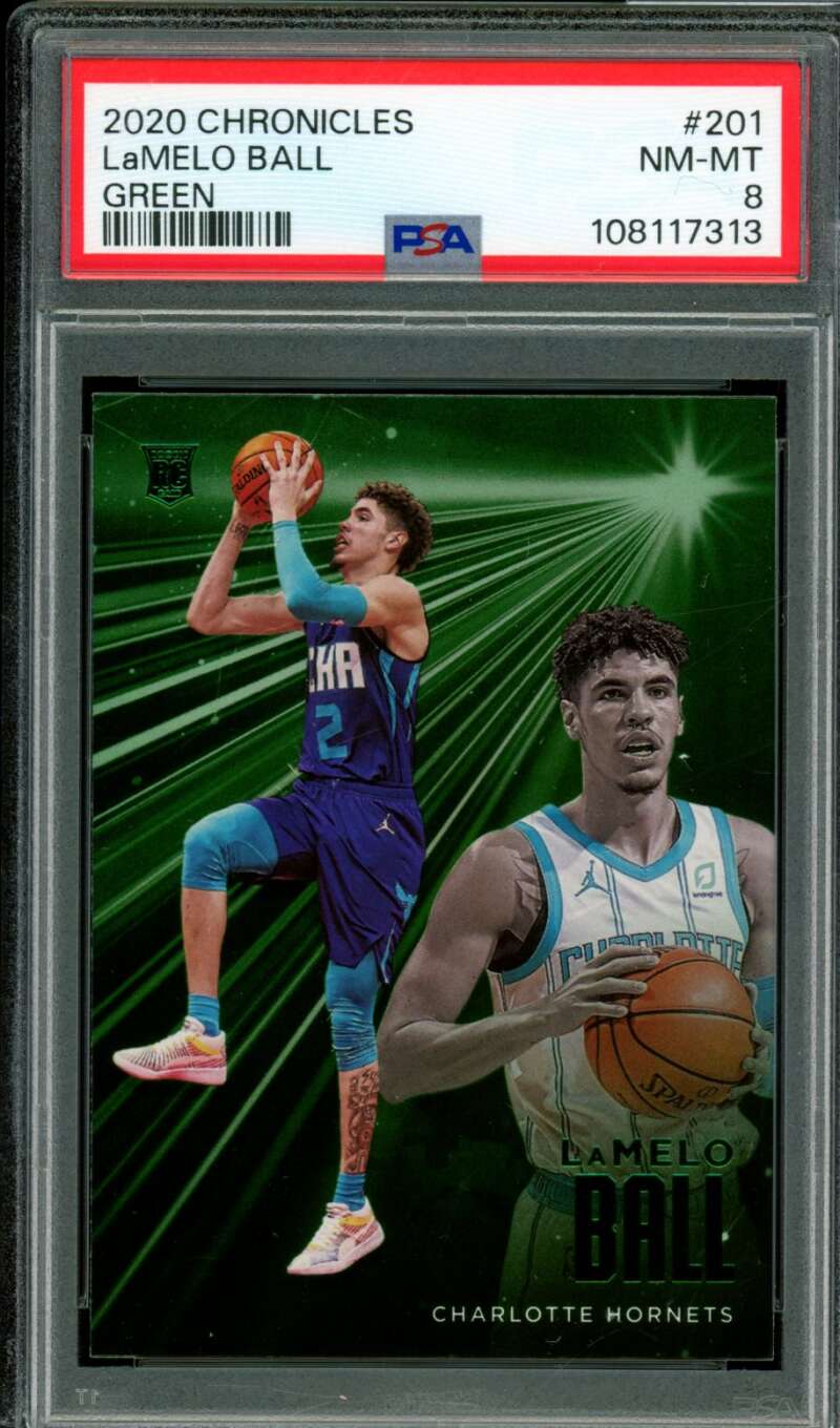LaMelo Ball Rookie Card 2020-21 Panini Chronicles Green #201 PSA 8 Image 1