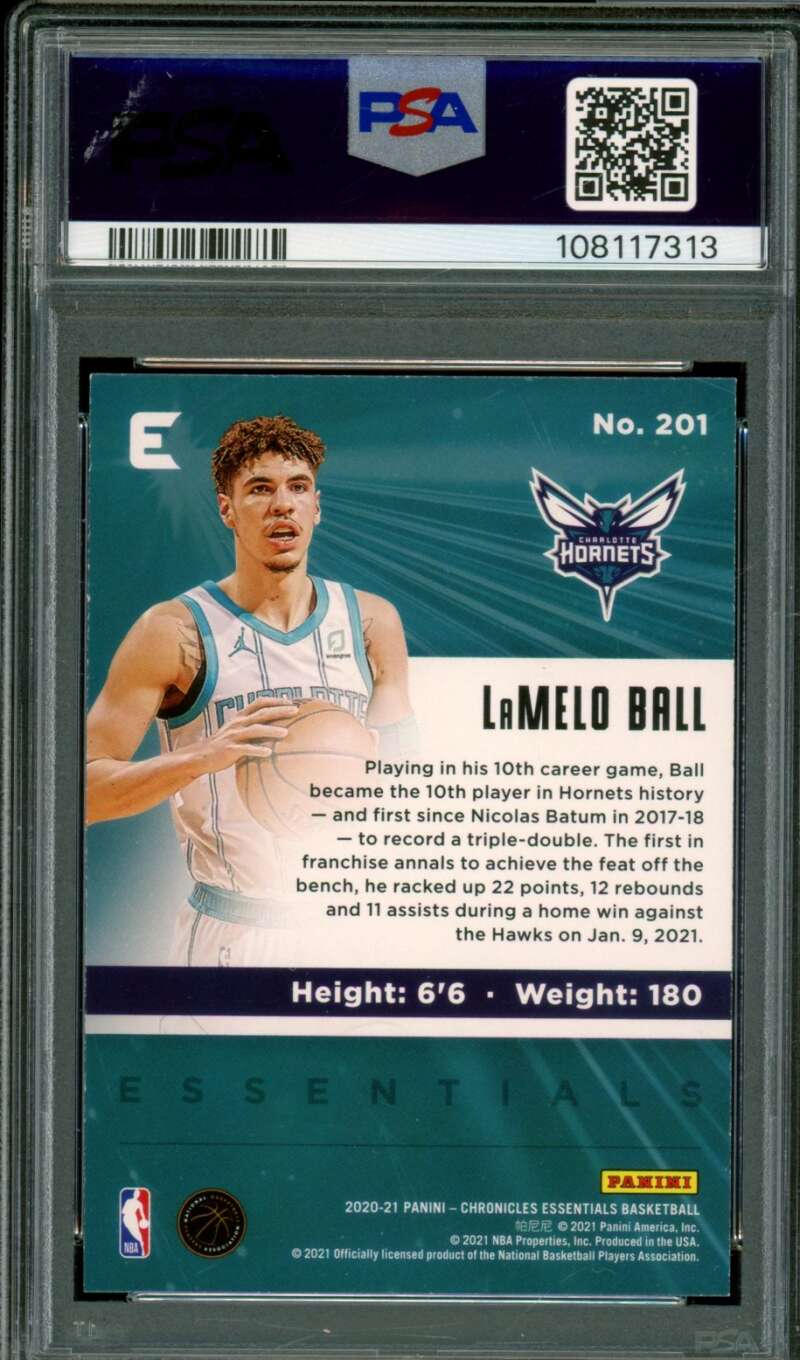 LaMelo Ball Rookie Card 2020-21 Panini Chronicles Green #201 PSA 8 Image 2