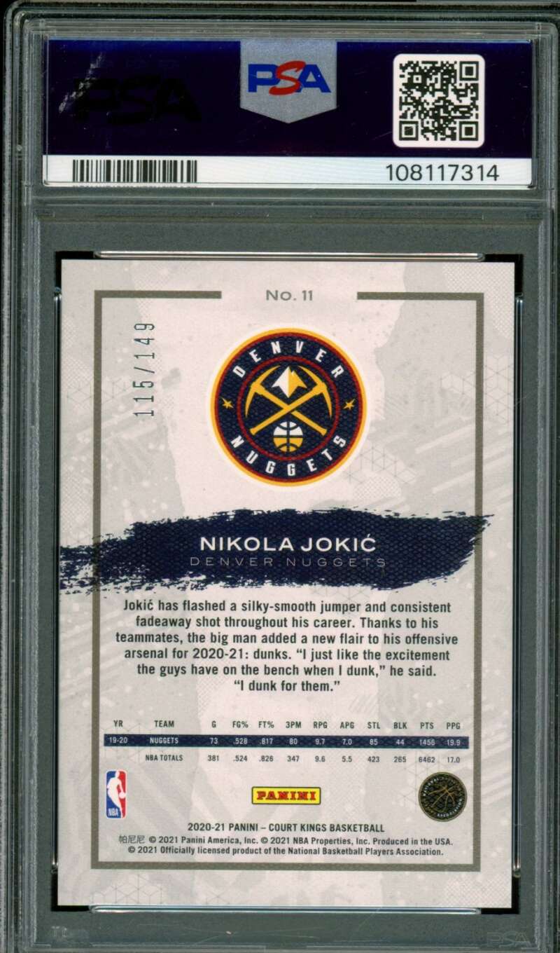 Nikola Jokic Card 2020-21 Court Kings Ruby (pop 3) #11 PSA 10 Image 2