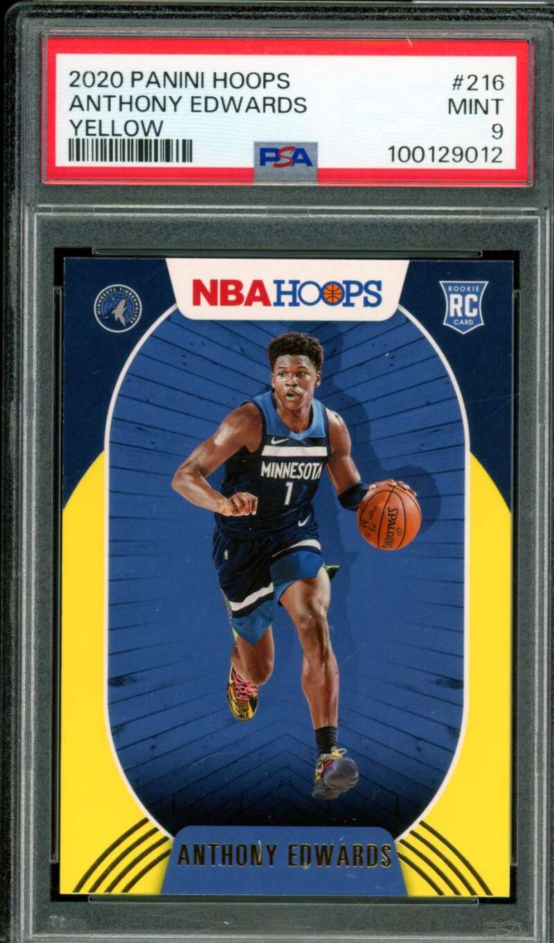 Anthony Edwards Rookie Card 2020-21 Panini Hoops Yellow #216 PSA 9 Image 1