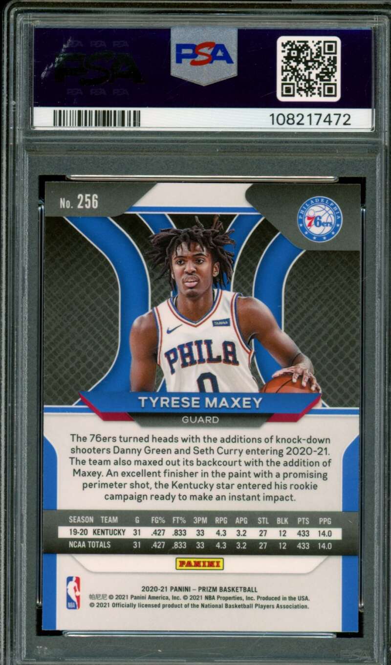 Tyrese Maxey Rookie Card 2020-21 Panini Prizm #256 PSA 10 Image 2