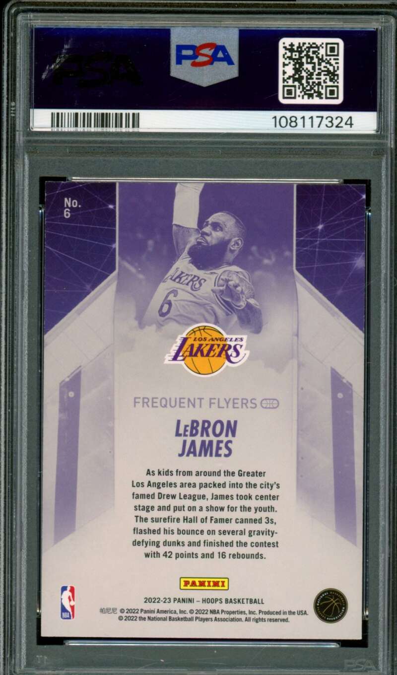 LeBron James 2022-23 Panini NBA Hoops Frequent Flyers Winter (pop 1) #6 PSA 9 Image 2