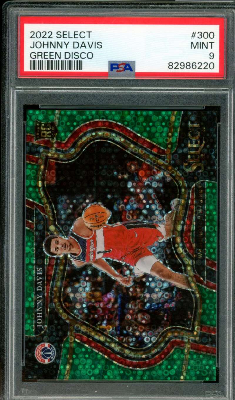 Johnny Davis Rookie Card 2022-23 Select Green Disco (2/5) #300 PSA 9 Image 1