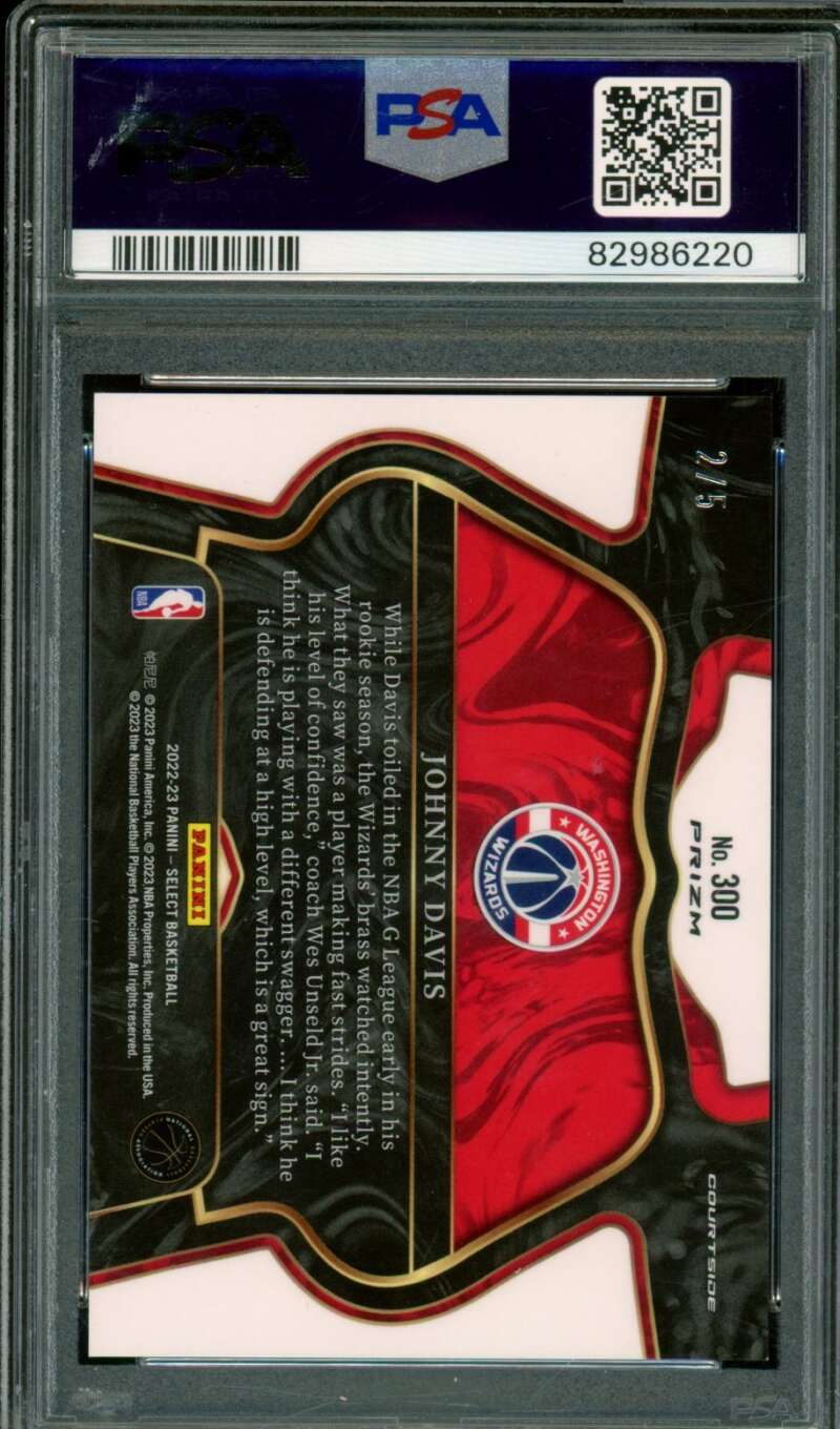 Johnny Davis Rookie Card 2022-23 Select Green Disco (2/5) #300 PSA 9 Image 2