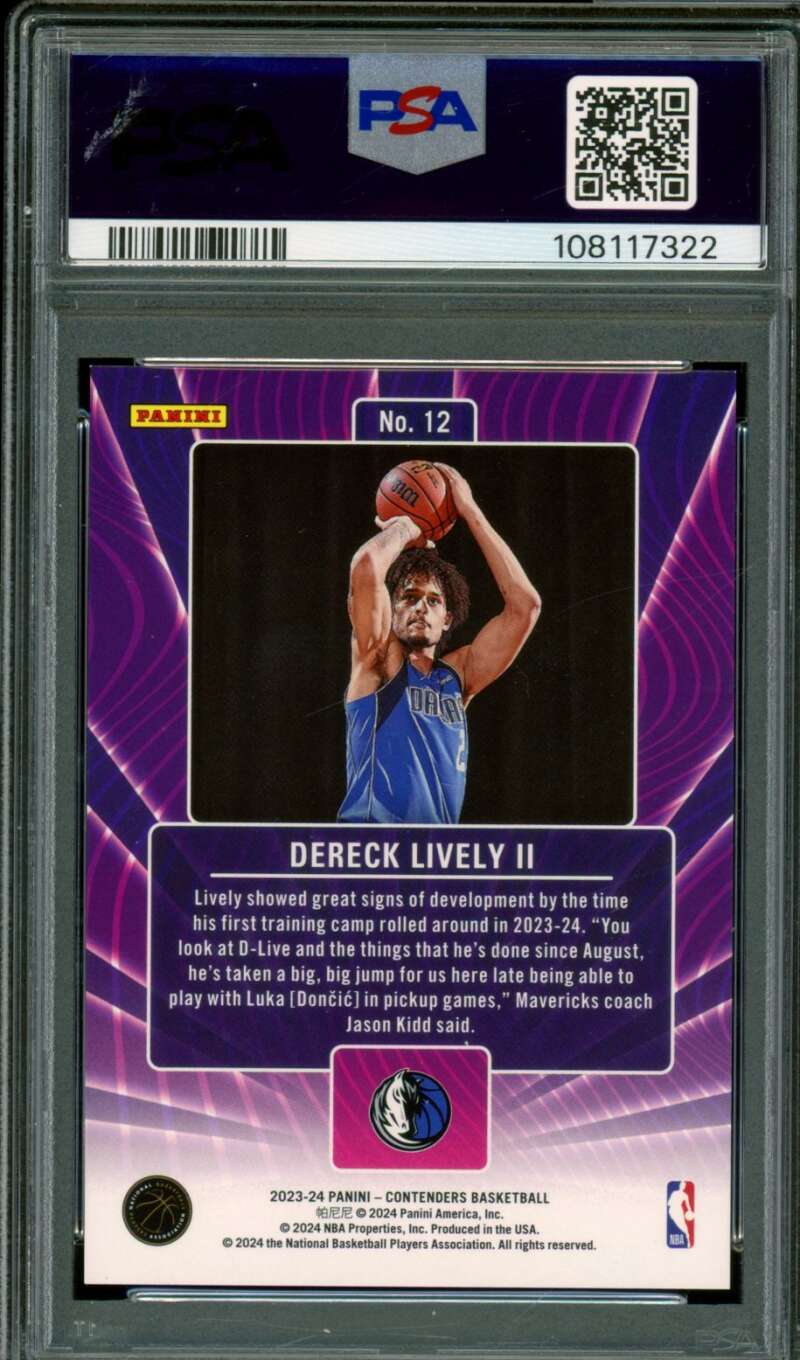 Dereck Lively II Rookie Card 2023-24 Contenders Lottery Tickets #12 PSA 9 Image 2