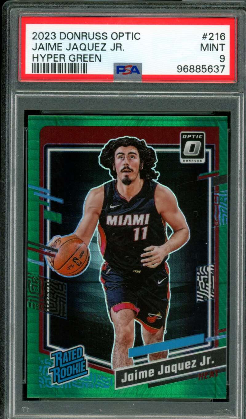 Jaime Jaquez Jr. Rookie Card 2023-24 Donruss Optic Hyper Green #216 PSA 9 Image 1
