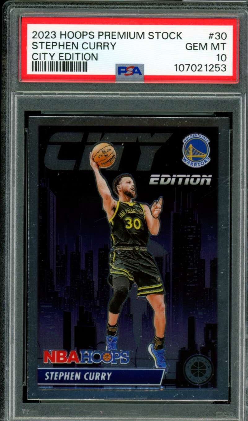 Stephen Curry Card 2023-24 Hoops Premium Stock City Edition (pop 2) #30 PSA 10 Image 1