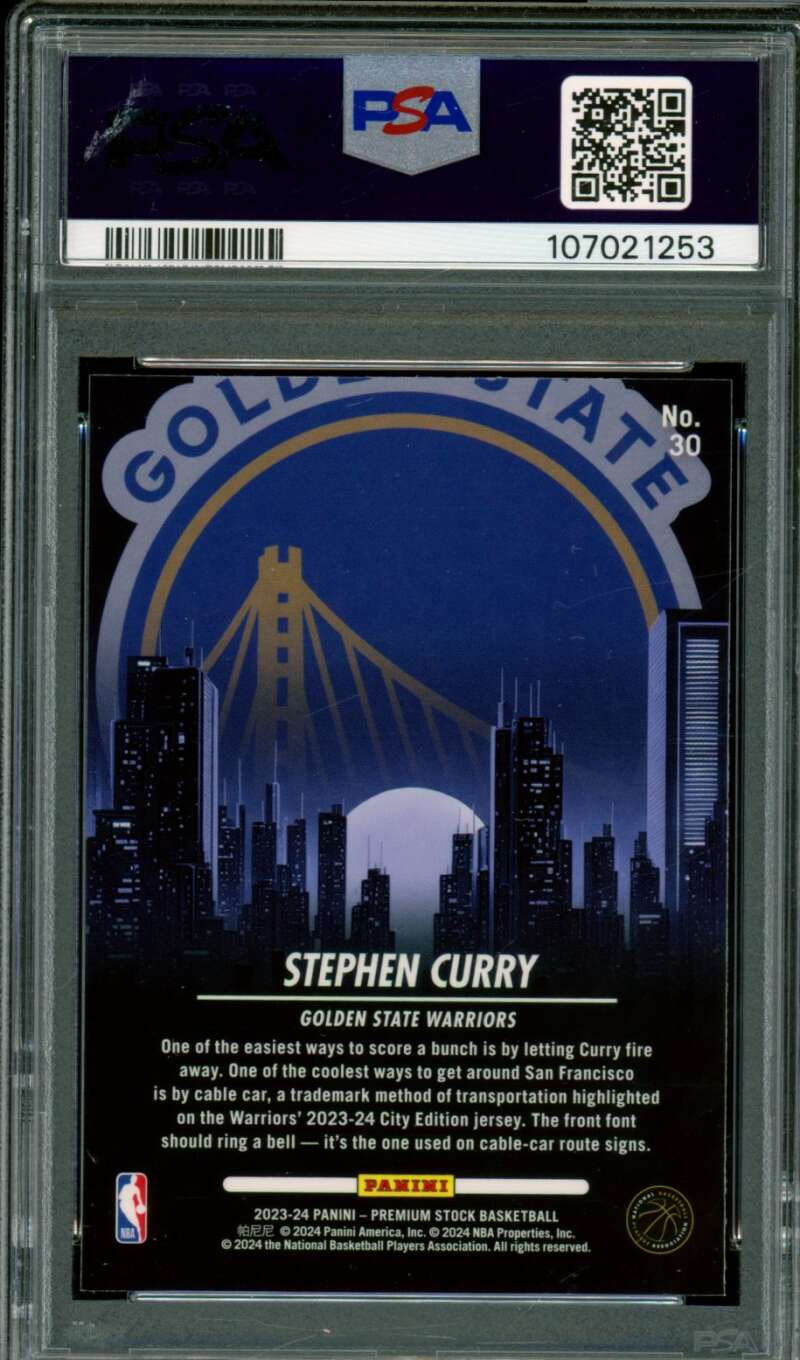 Stephen Curry Card 2023-24 Hoops Premium Stock City Edition (pop 2) #30 PSA 10 Image 2