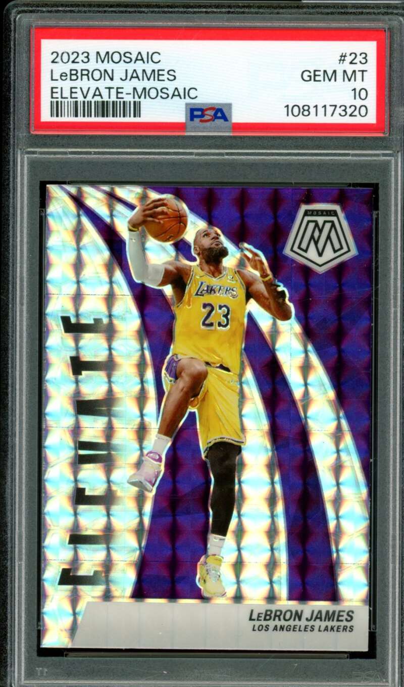 LeBron James Card 2023-24 Mosaic Elevate Mosaic (pop 12) #23 PSA 10 Image 1