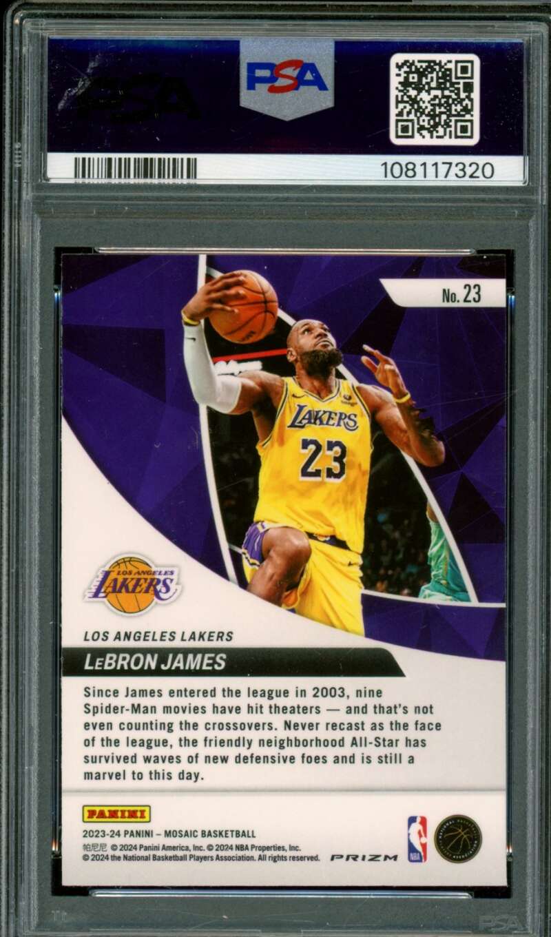 LeBron James Card 2023-24 Mosaic Elevate Mosaic (pop 12) #23 PSA 10 Image 2