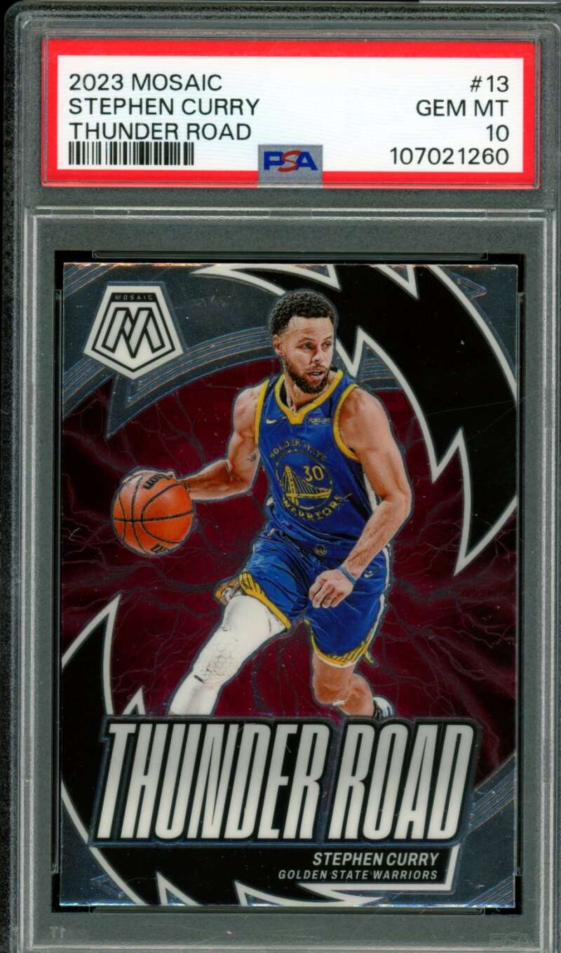 Stephen Curry Card 2023-24 Mosaic Thunder Road (pop 4) #13 PSA 10 Image 1