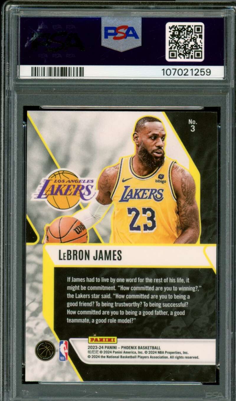 LeBron James Card 2023-24 Phoenix Fade To Black Blue Ice (pop 9) #3 PSA 10 Image 2