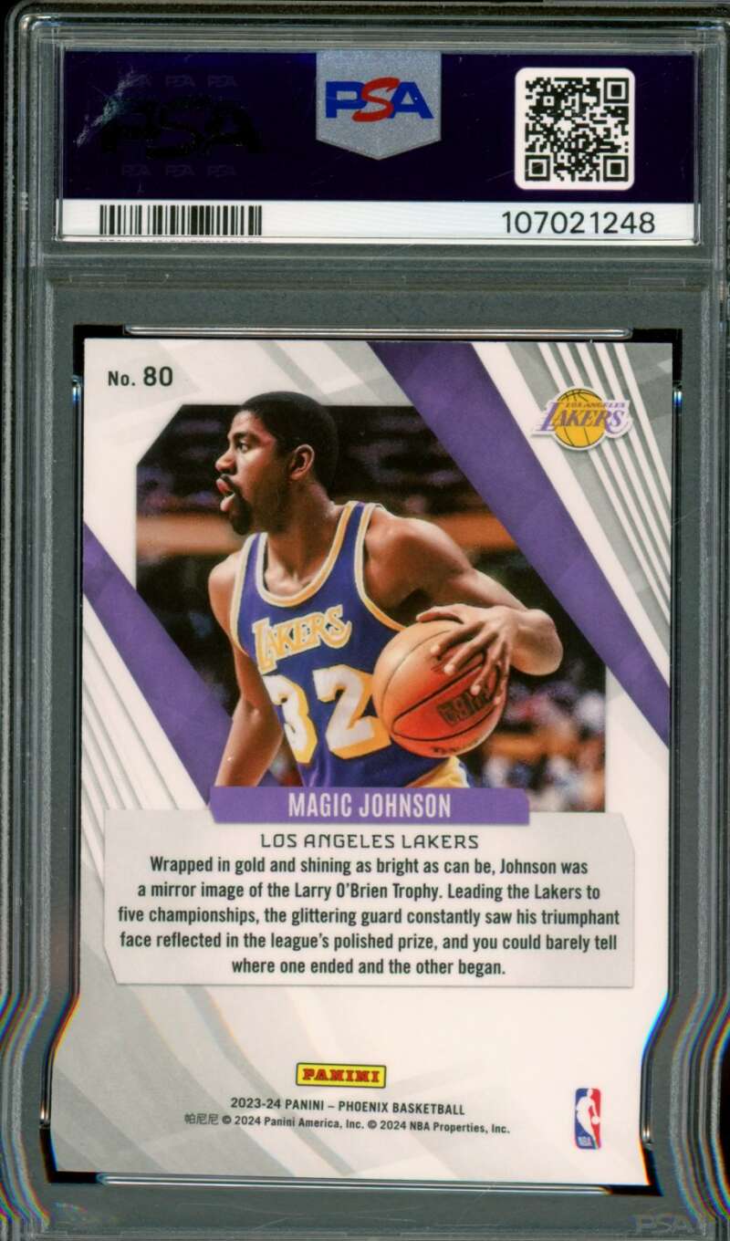 Magic Johnson Card 2023-24 Phoenix Red Ice (pop 1) #80 PSA 10 Image 2