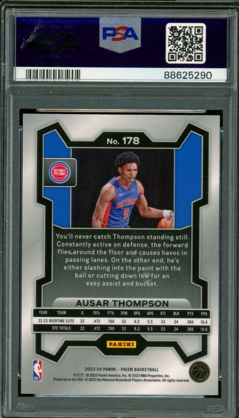 Ausar Thompson Rookie Card 2023-24 Prizm #178 PSA 9 Image 2