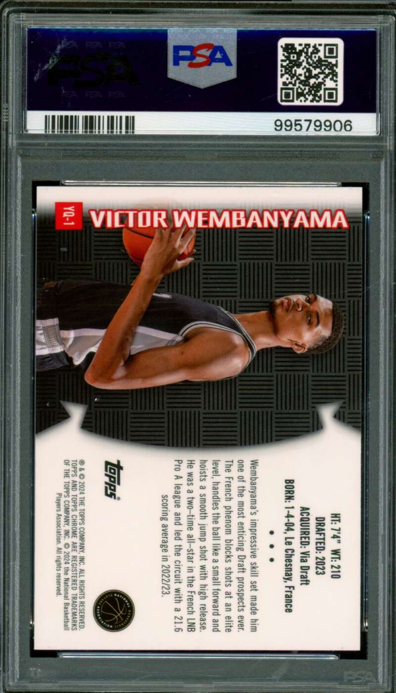 Victor Wembanyama Rookie Card 2023-24 Topps Chrome Youthquake #YQ1 PSA 9 Image 2