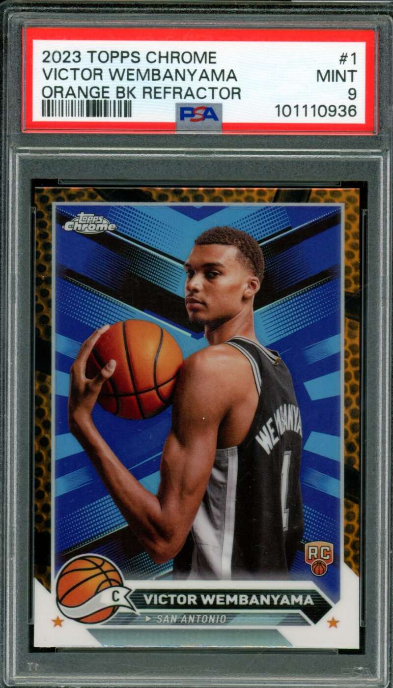 Victor Wembanyama Rookie Card 2023-24 Topps Chrome Orange BK Refractor #1 PSA 9 Image 1