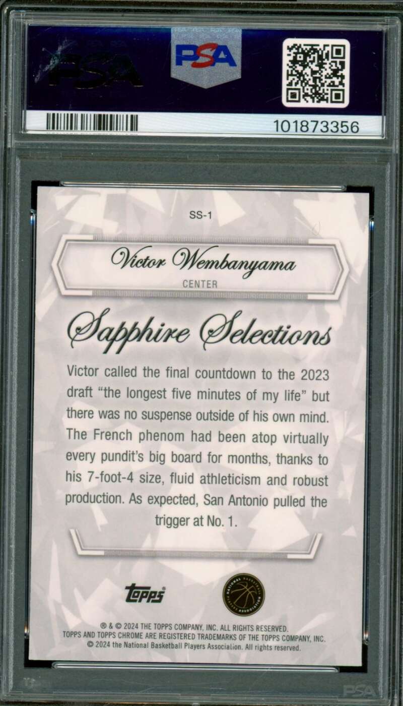 Victor Wembanyama Rookie Card 2023-24 Topps Sapphire Selections #SS1 PSA 9 Image 2